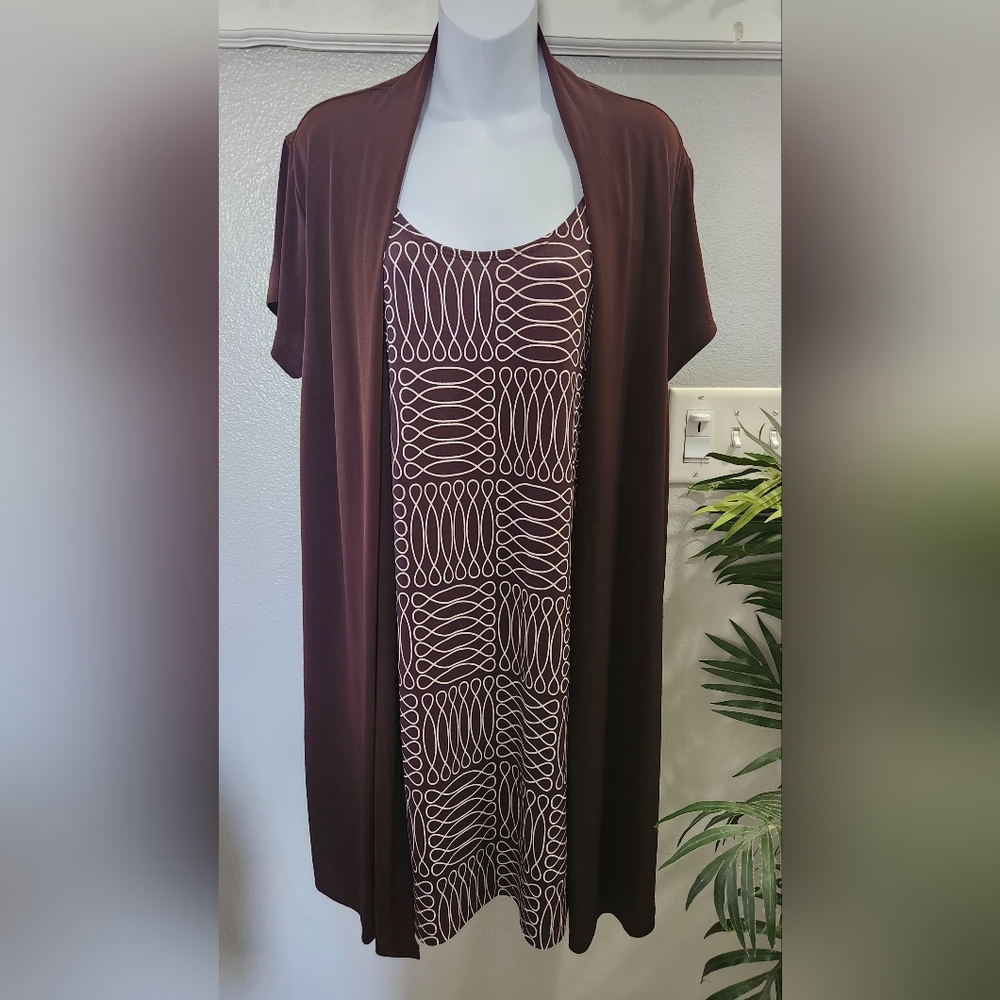 Enfocus Studio Chocolate Dress with Cardigan